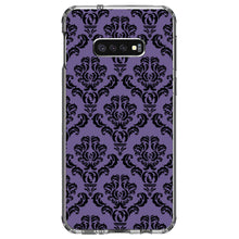 DistinctInk® Clear Shockproof Hybrid Case for Apple iPhone / Samsung Galaxy / Google Pixel - Purple Black Damask Floral
