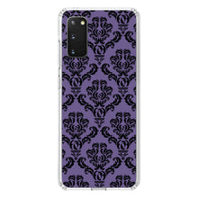 DistinctInk® Clear Shockproof Hybrid Case for Apple iPhone / Samsung Galaxy / Google Pixel - Purple Black Damask Floral