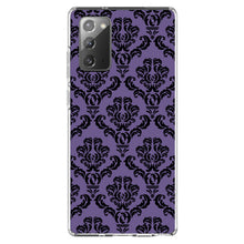 DistinctInk® Clear Shockproof Hybrid Case for Apple iPhone / Samsung Galaxy / Google Pixel - Purple Black Damask Floral