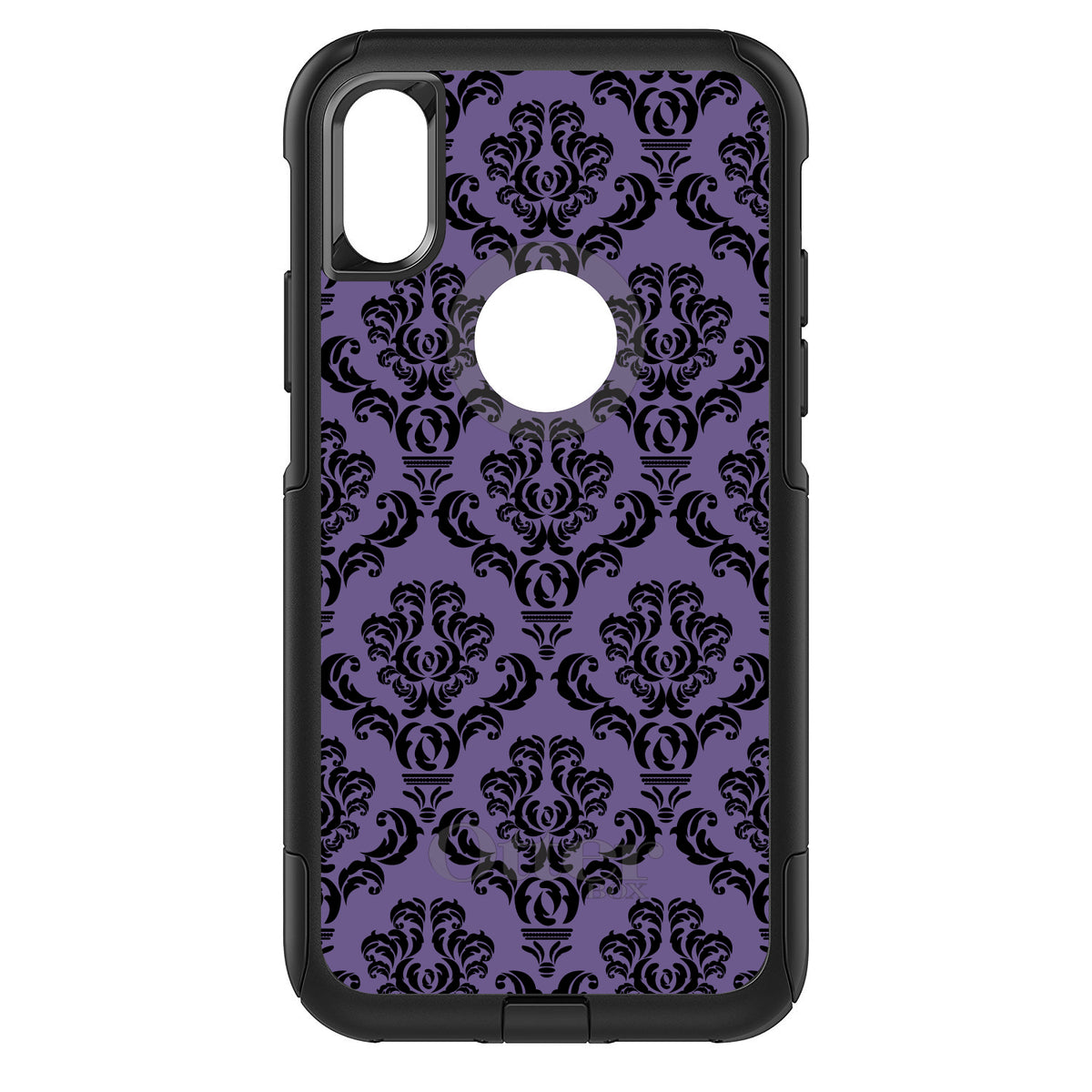 Purple Black Damask Floral OtterBox Commuter Case for iPhone & Galaxy, view 3