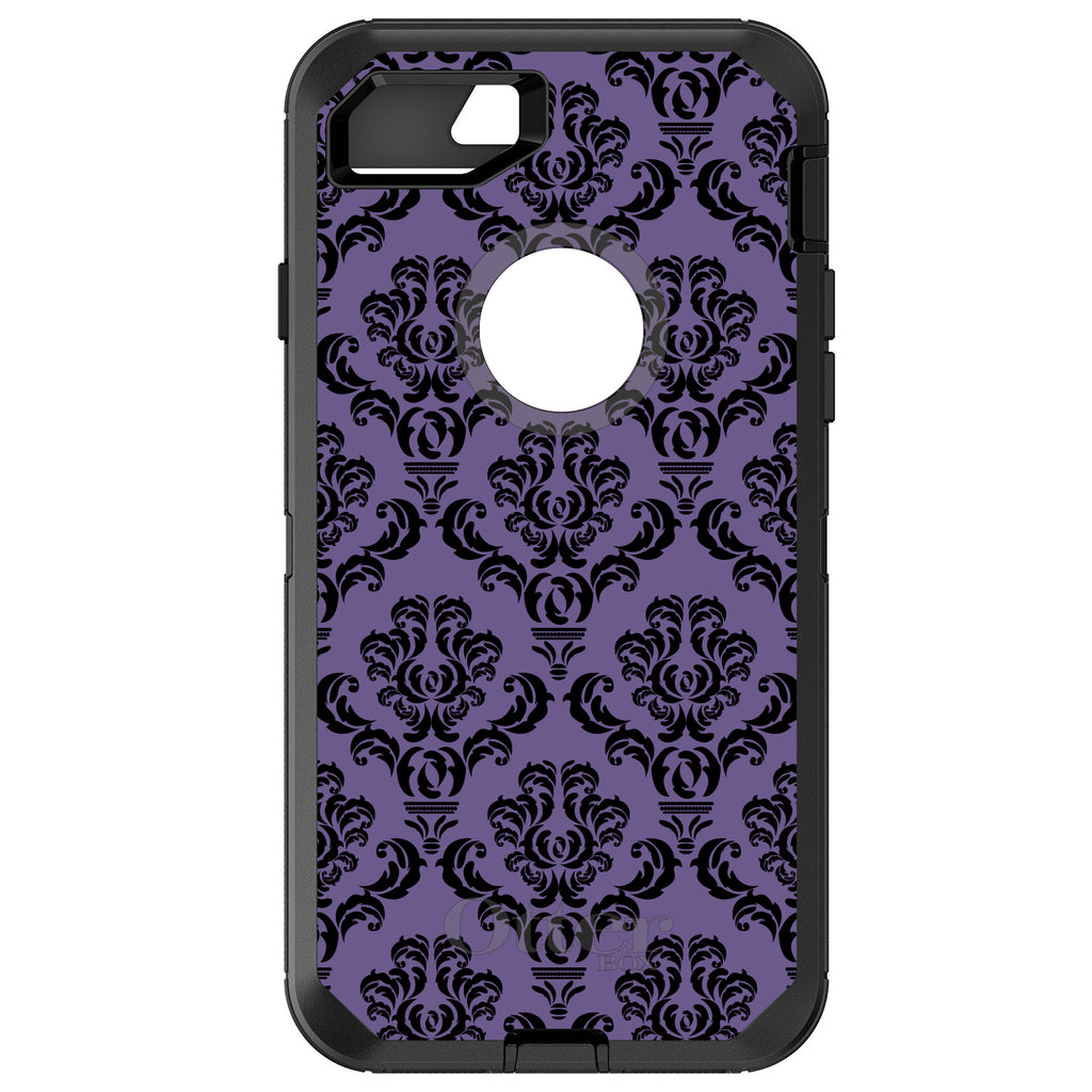 Purple Black Damask Floral OtterBox Defender Case for iPhone & Galaxy
