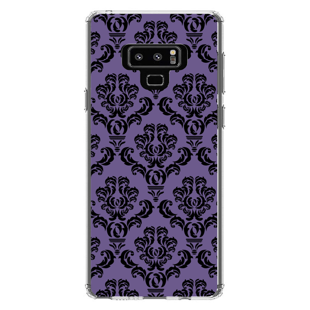 Purple Black Damask Floral Clear Shockproof iPhone Case, view 11