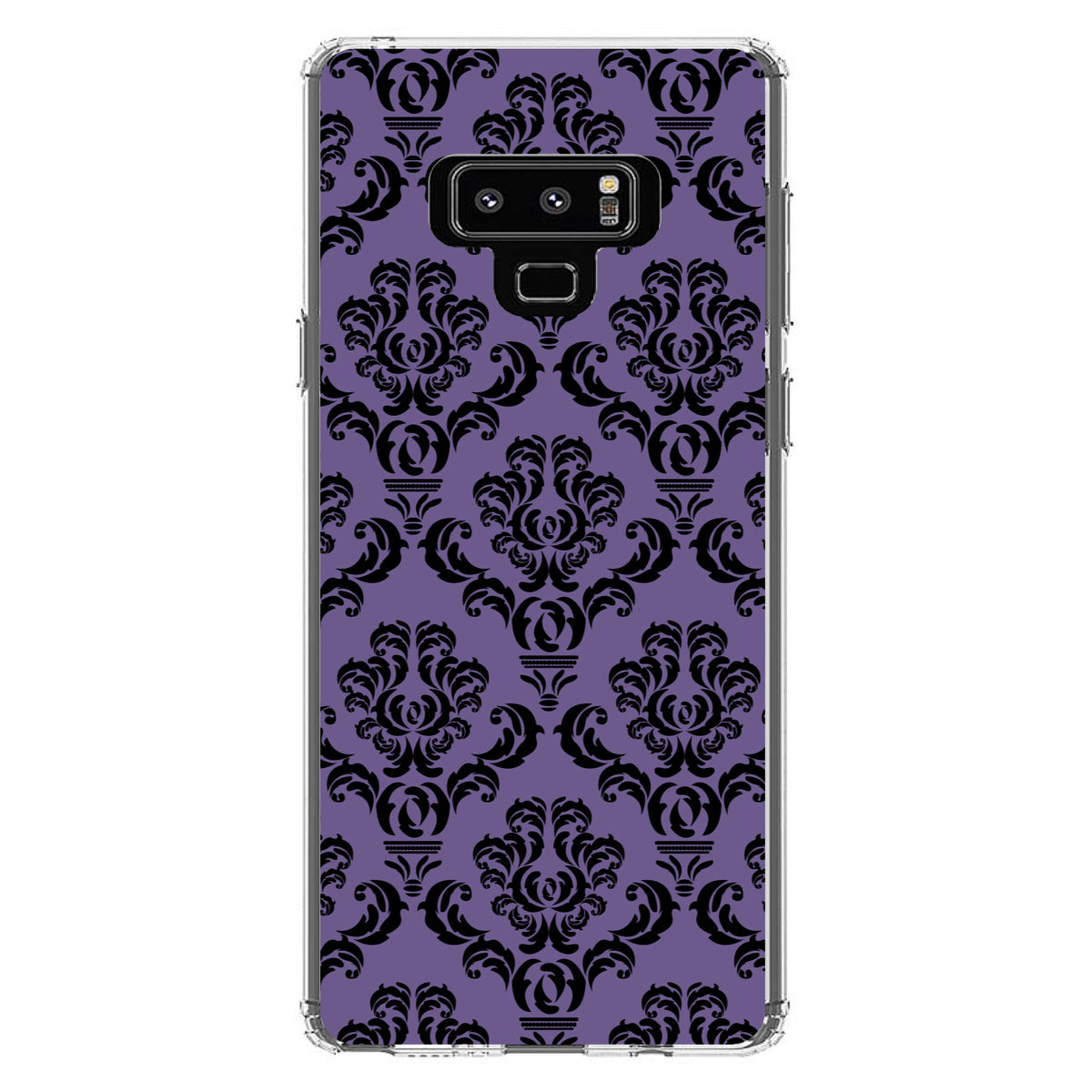Purple Black Damask Floral Clear Shockproof iPhone Case, view 11