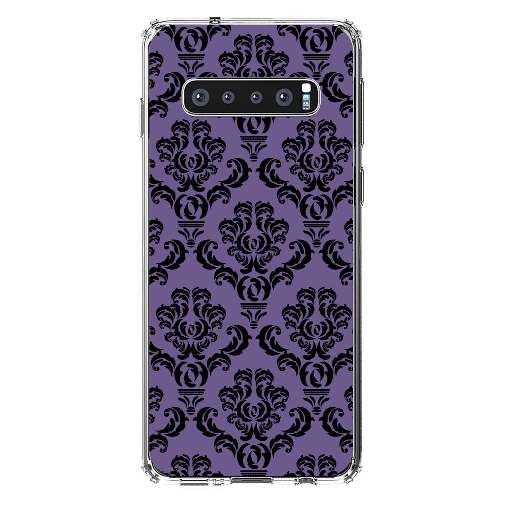 Purple Black Damask Floral Clear Shockproof iPhone Case, view 17