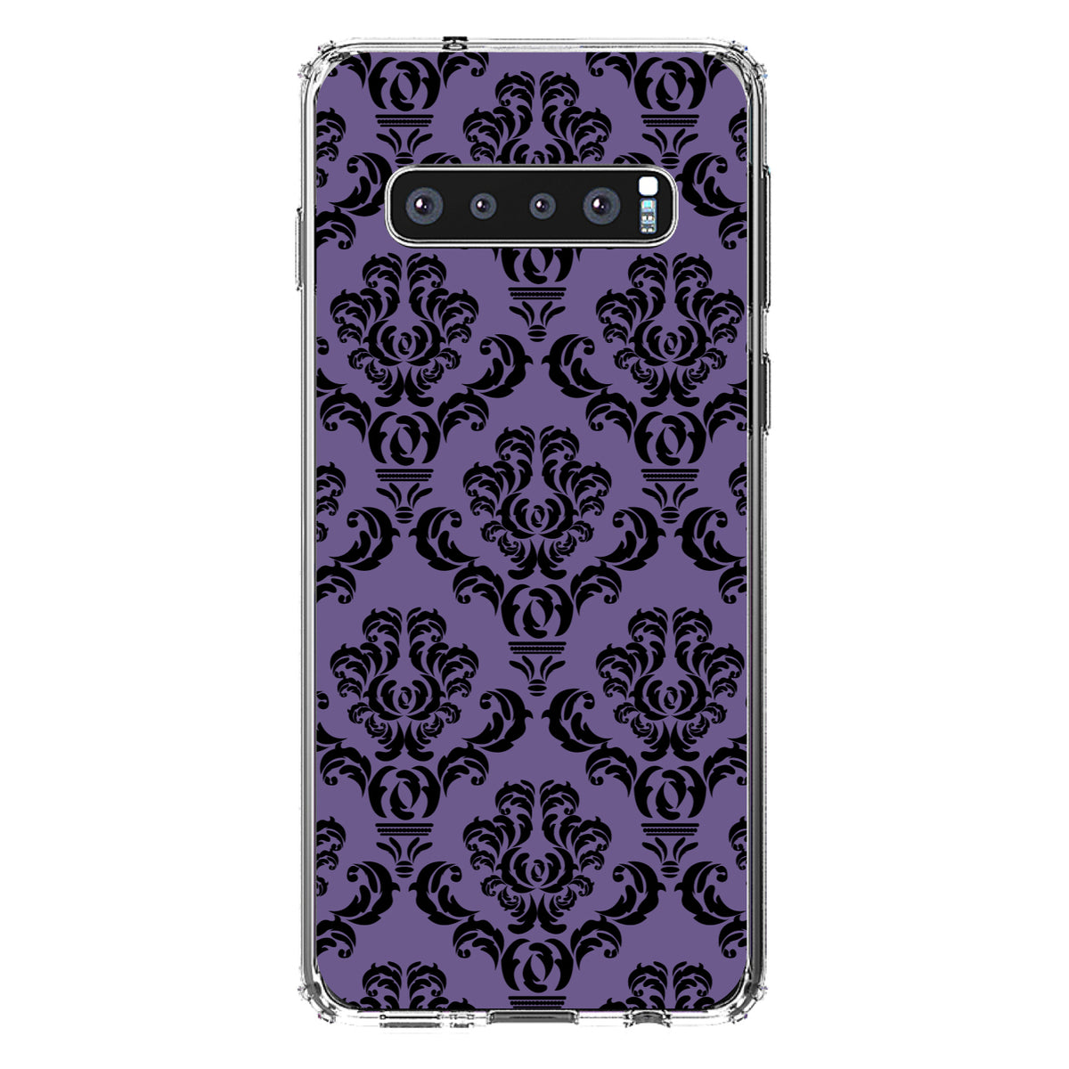 Purple Black Damask Floral Clear Shockproof iPhone Case, view 17
