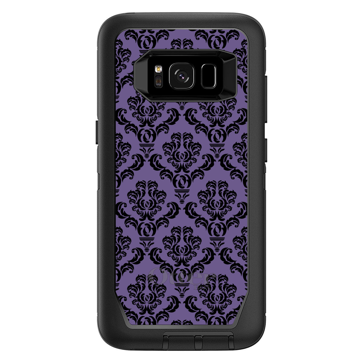 Purple Black Damask Floral OtterBox Defender Case for iPhone & Galaxy, view 12