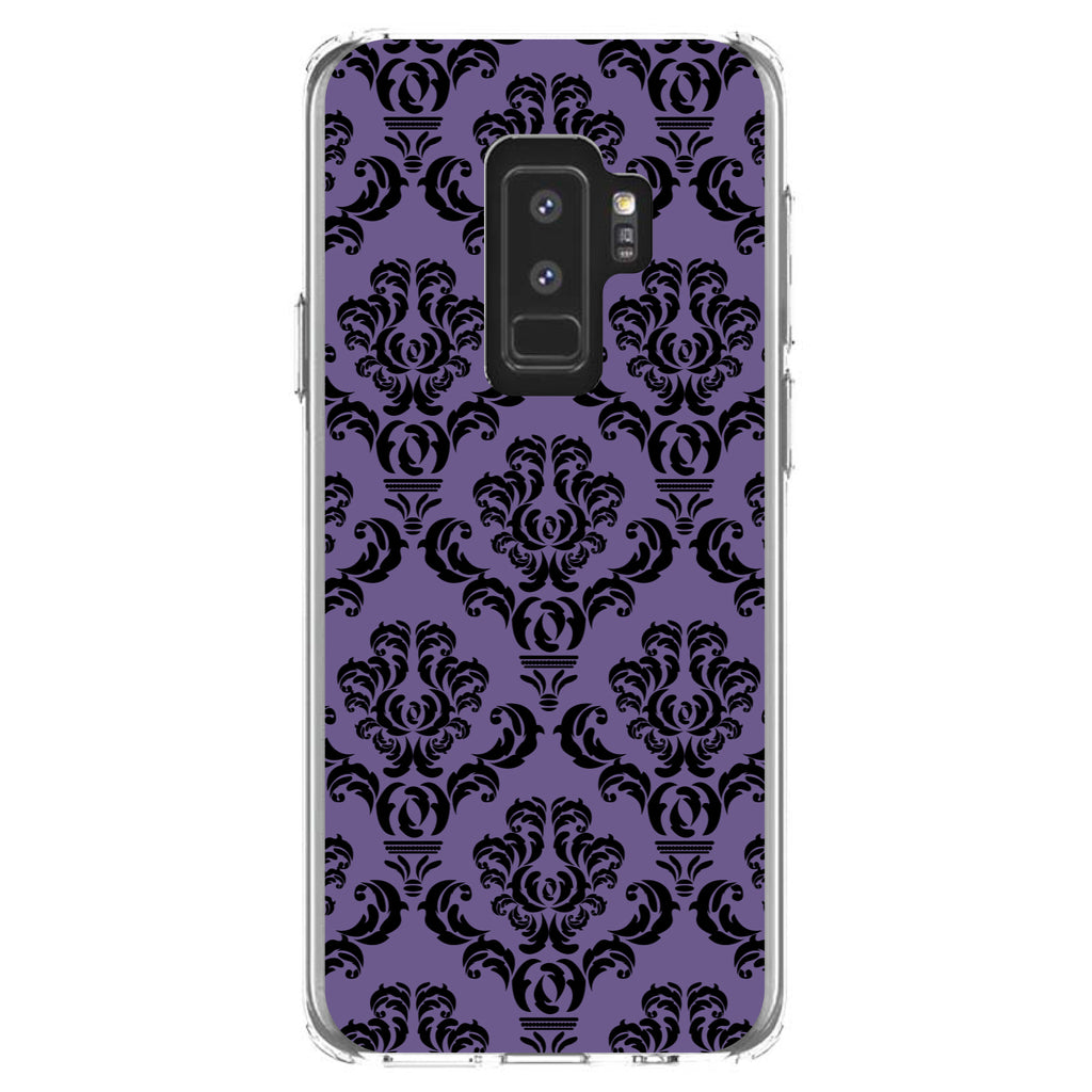 Purple Black Damask Floral Clear Shockproof iPhone Case, view 20