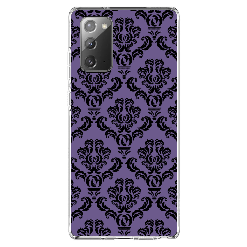 Purple Black Damask Floral Clear Shockproof iPhone Case, view 8