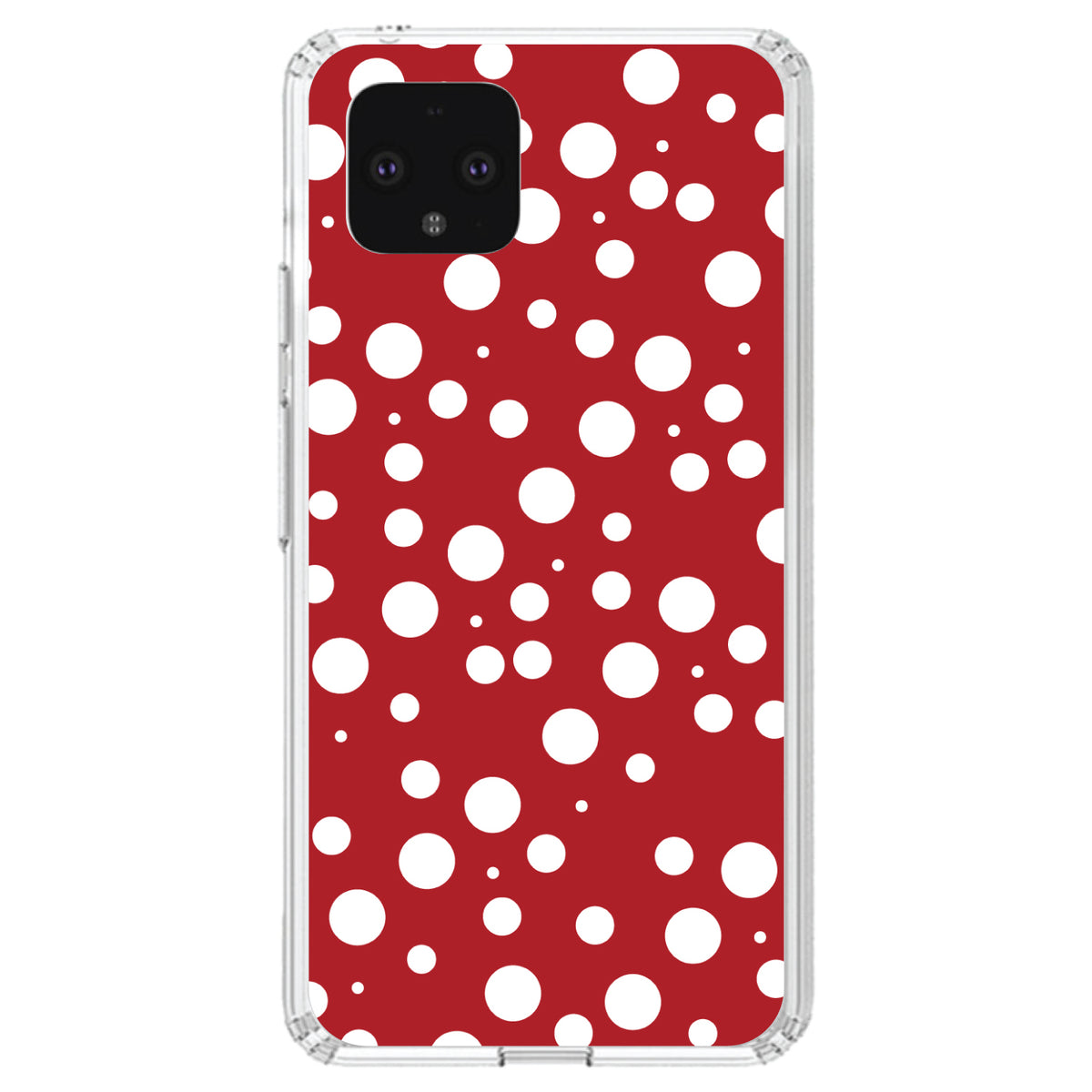 Red White Bubbles Polka Dots Clear Shockproof iPhone Case, view 23