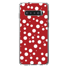 DistinctInk® Clear Shockproof Hybrid Case for Apple iPhone / Samsung Galaxy / Google Pixel - Red White Bubbles Polka Dots