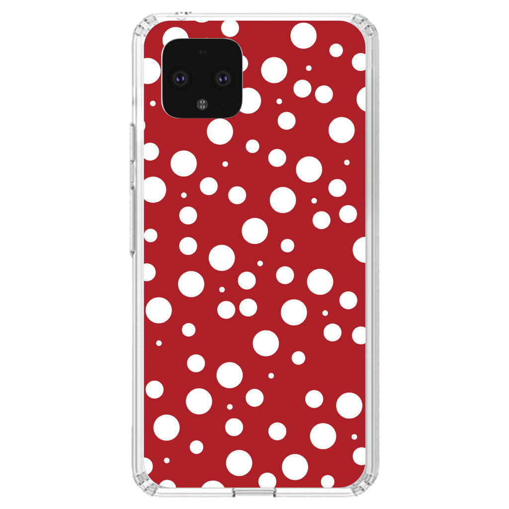 Red White Bubbles Polka Dots Clear Shockproof iPhone Case, view 24