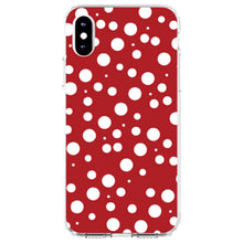 DistinctInk® Clear Shockproof Hybrid Case for Apple iPhone / Samsung Galaxy / Google Pixel - Red White Bubbles Polka Dots