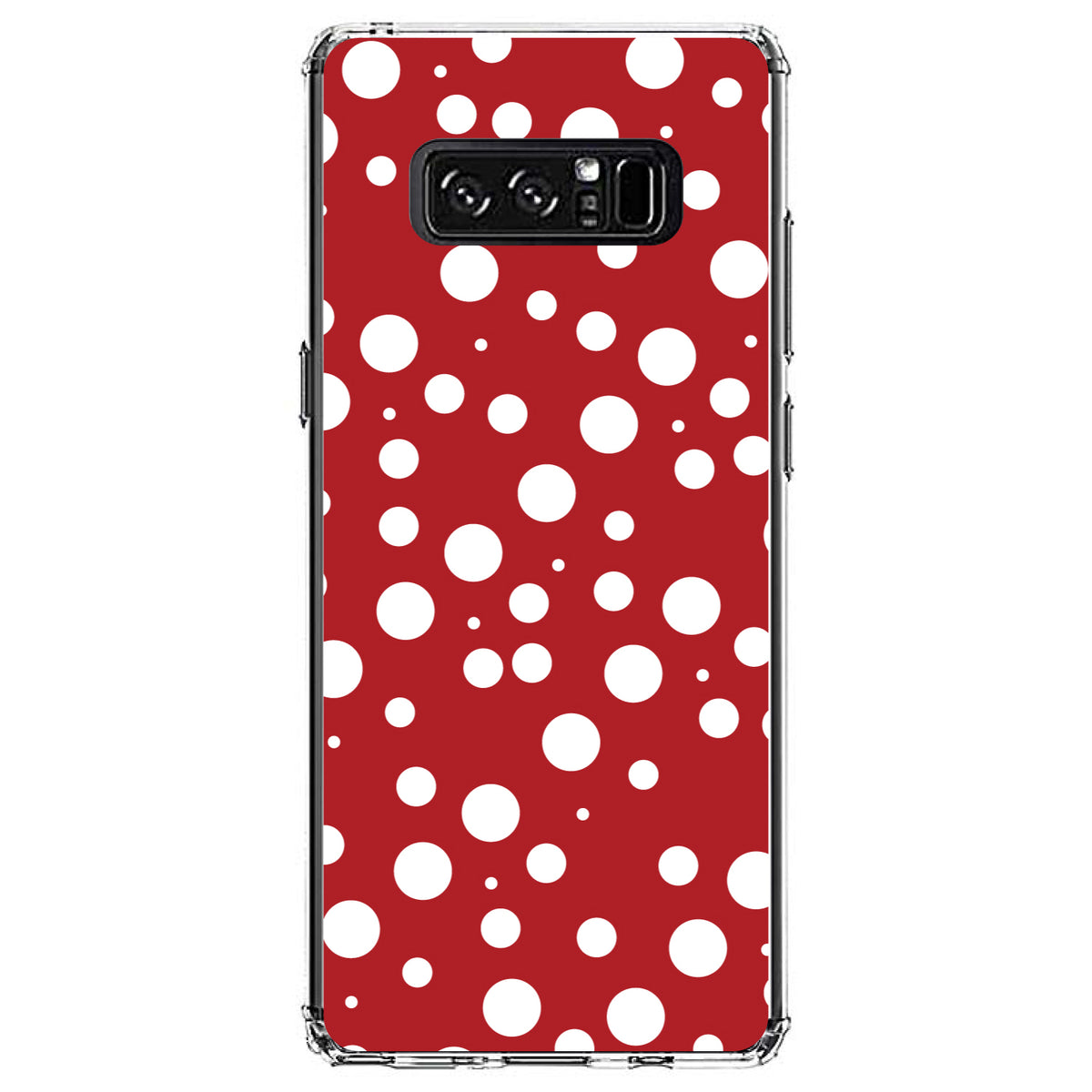 Red White Bubbles Polka Dots Clear Shockproof iPhone Case, view 12