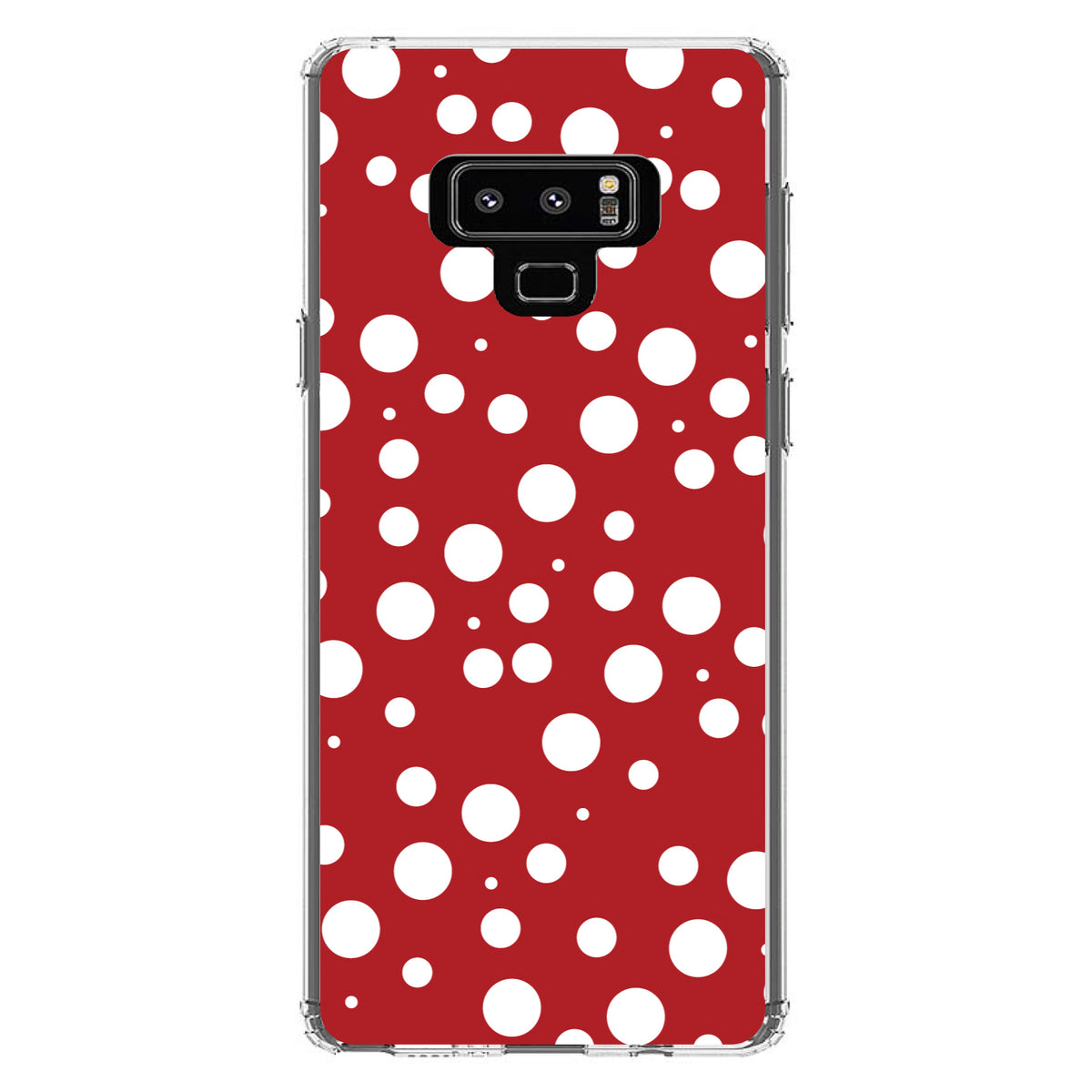 Red White Bubbles Polka Dots Clear Shockproof iPhone Case, view 11