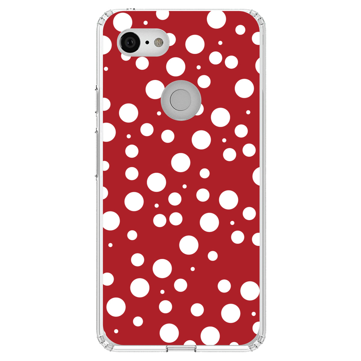 Red White Bubbles Polka Dots Clear Shockproof iPhone Case, view 21