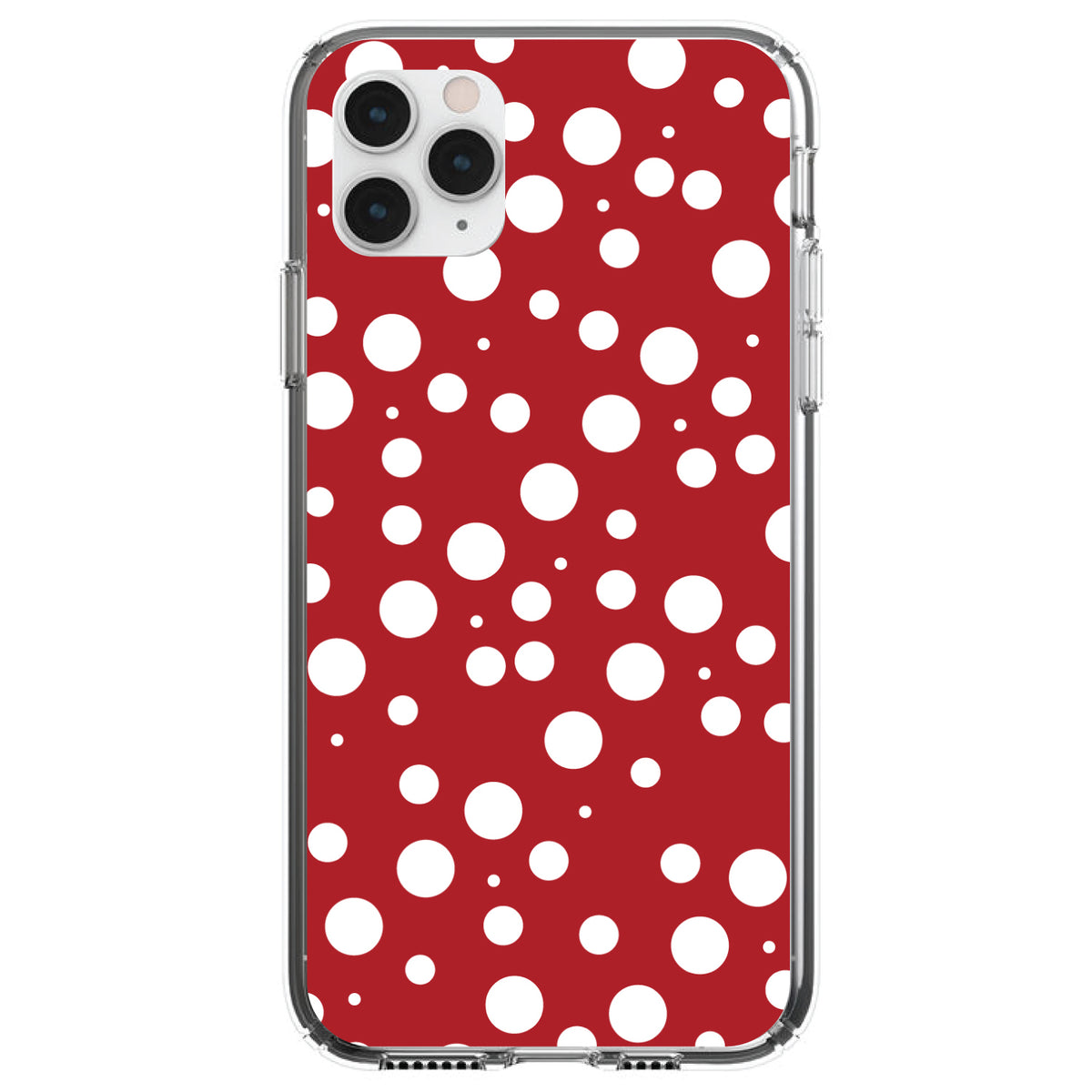 Red White Bubbles Polka Dots Clear Shockproof iPhone Case