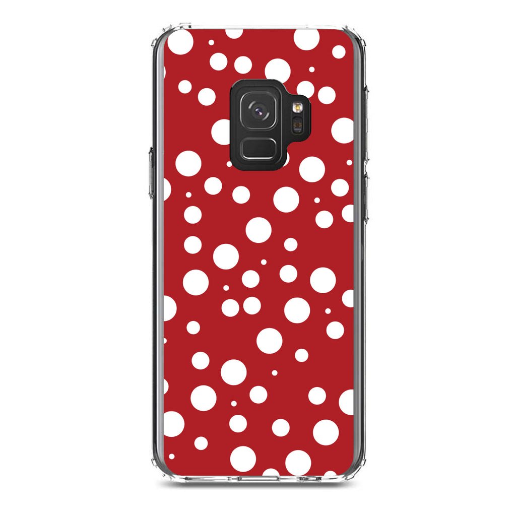 Red White Bubbles Polka Dots Clear Shockproof iPhone Case, view 19