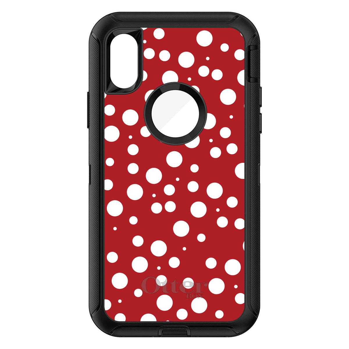 Red White Bubbles Polka Dots OtterBox Defender Case for iPhone & Galaxy, view 3