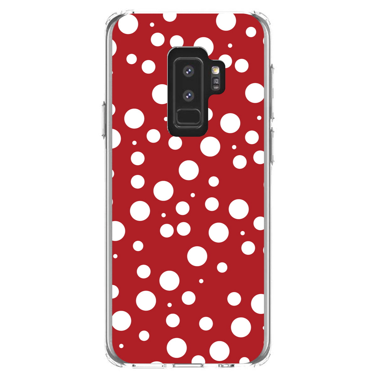 Red White Bubbles Polka Dots Clear Shockproof iPhone Case, view 20