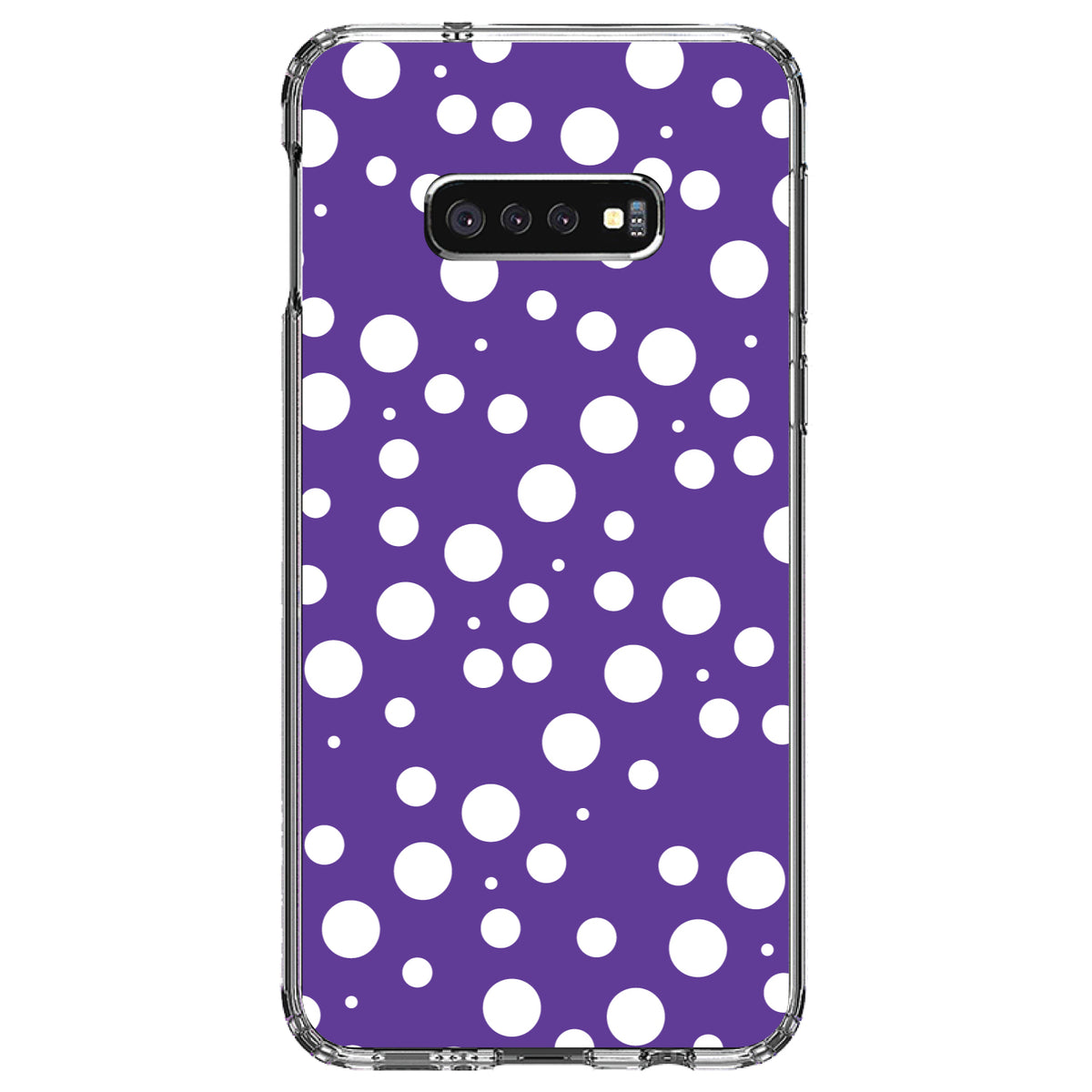 Purple White Bubbles Polka Dots Clear Shockproof iPhone Case, view 18