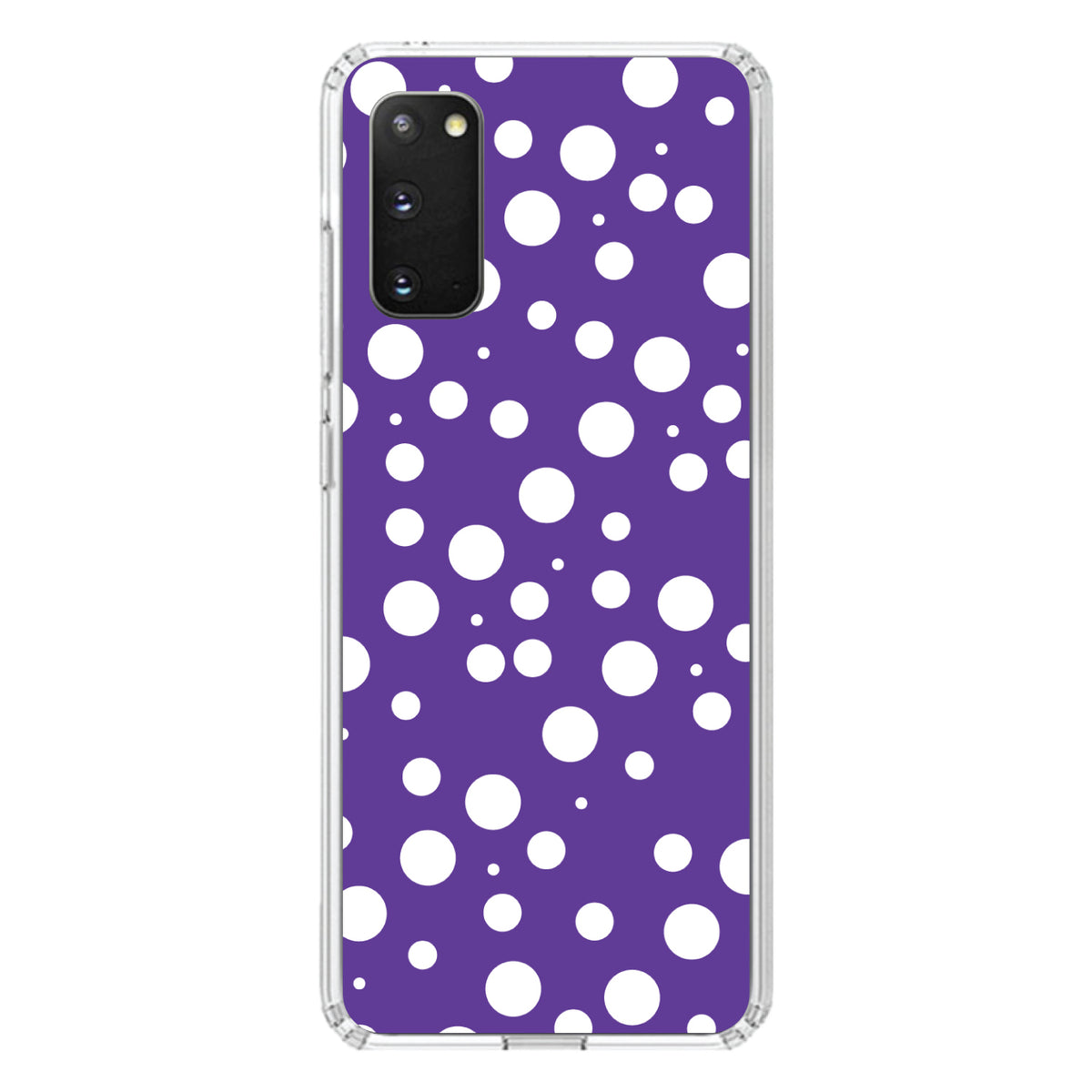 Purple White Bubbles Polka Dots Clear Shockproof iPhone Case, view 13