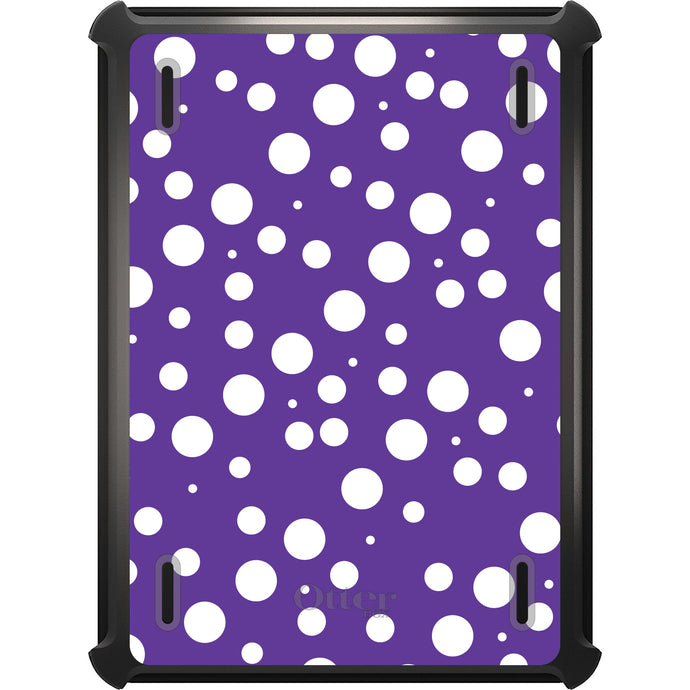 DistinctInk™ OtterBox Defender Series Case for Apple iPad / iPad Pro / iPad Air / iPad Mini - Purple White Bubbles Polka Dots