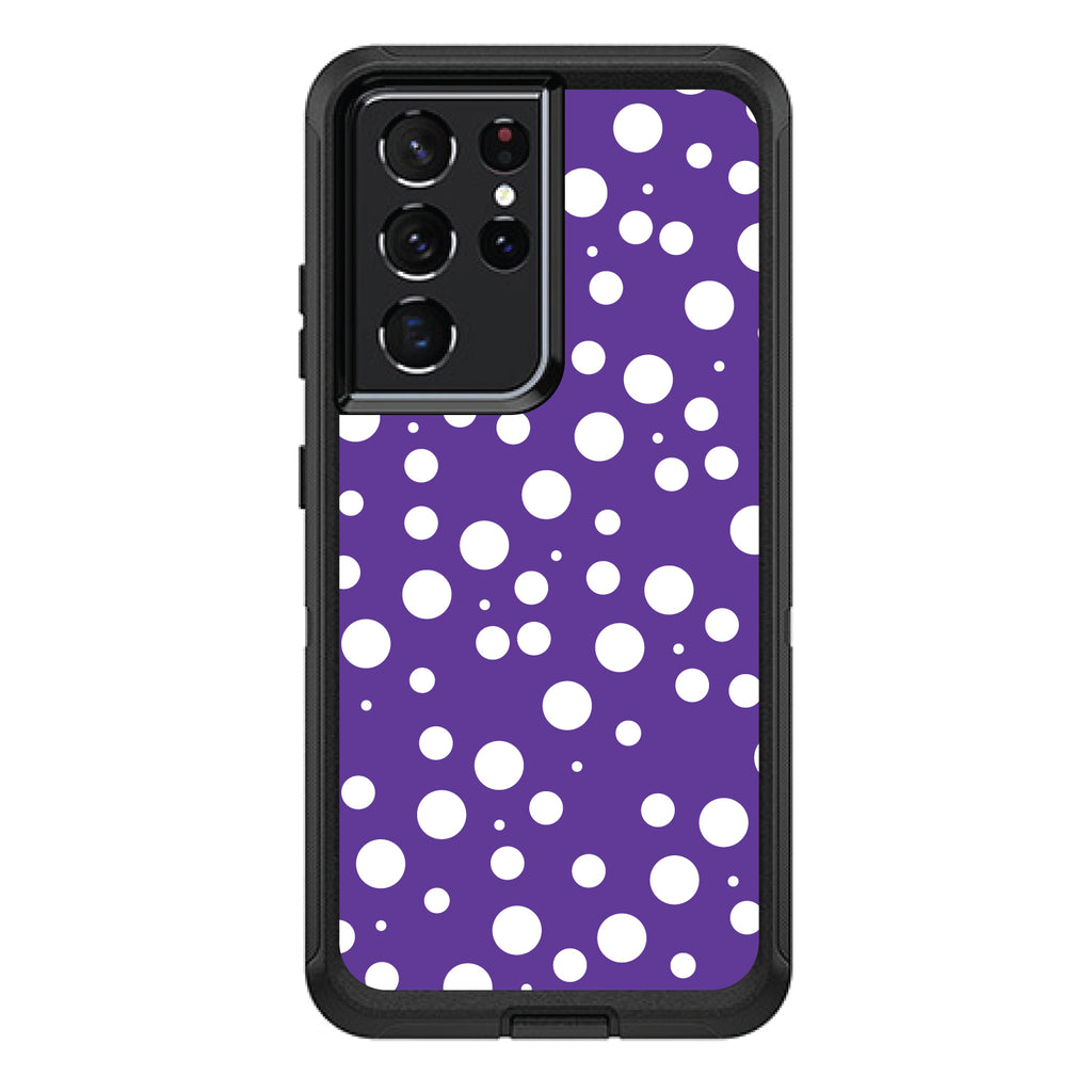 Purple White Bubbles Polka Dots OtterBox Defender Case for iPhone & Galaxy, view 7