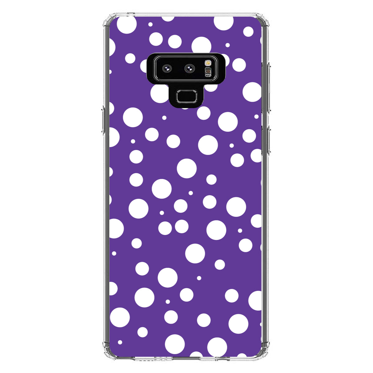 Purple White Bubbles Polka Dots Clear Shockproof iPhone Case, view 11
