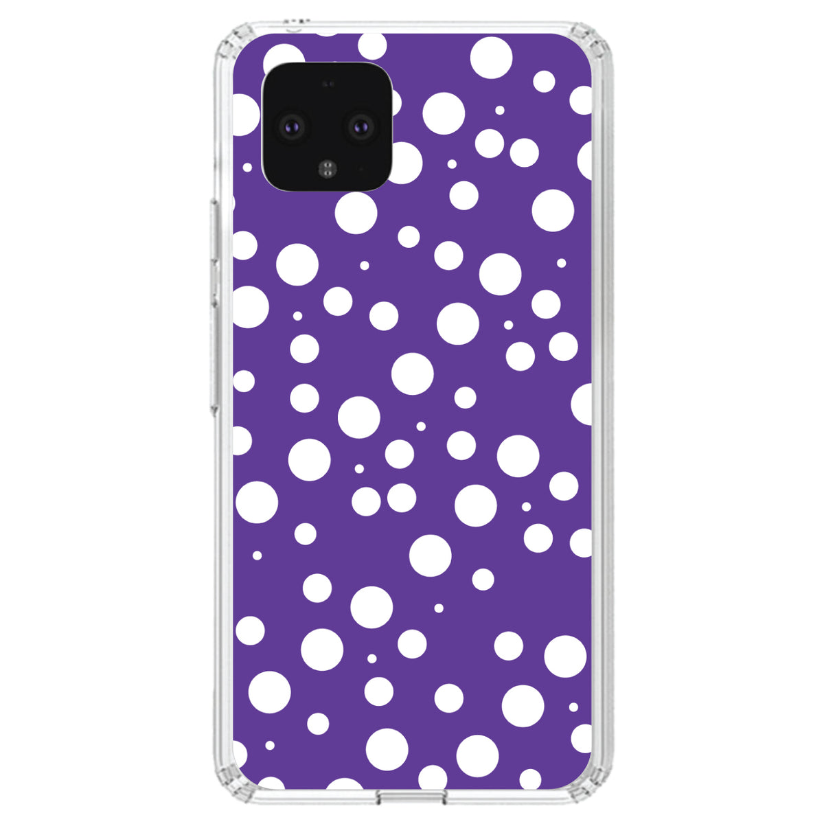 Purple White Bubbles Polka Dots Clear Shockproof iPhone Case, view 24