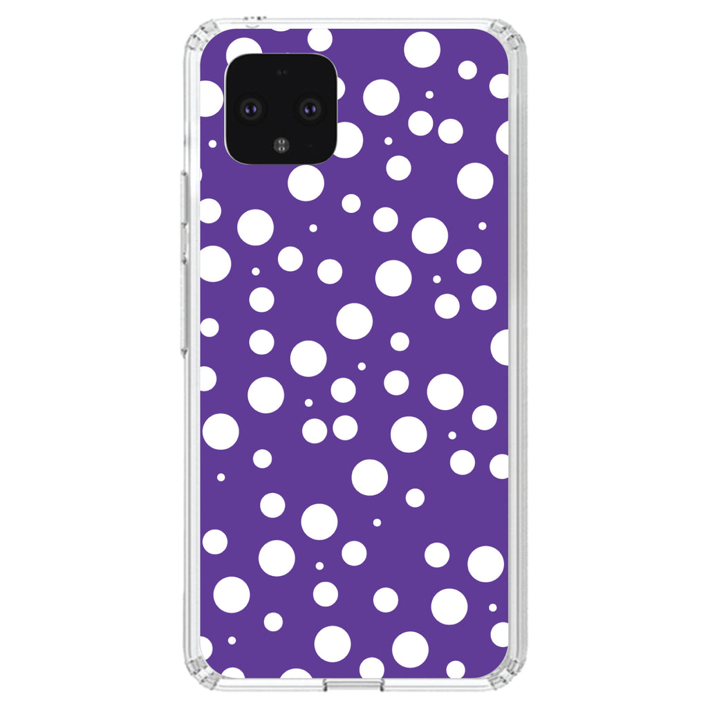 Purple White Bubbles Polka Dots Clear Shockproof iPhone Case, view 23