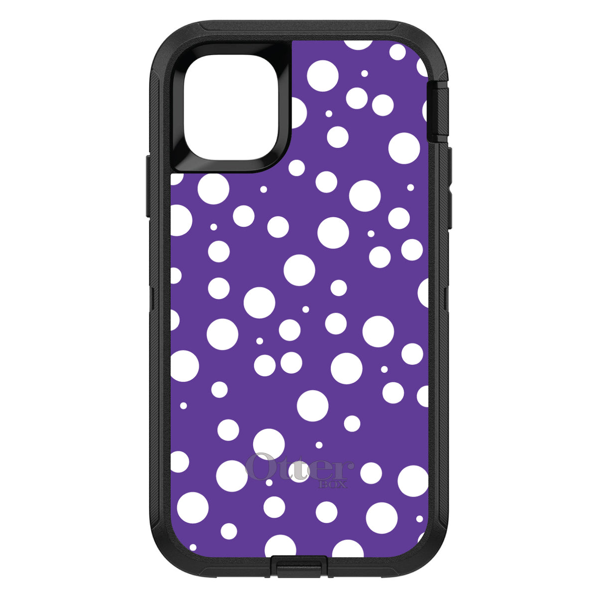Purple White Bubbles Polka Dots OtterBox Defender Case for iPhone & Galaxy, view 2