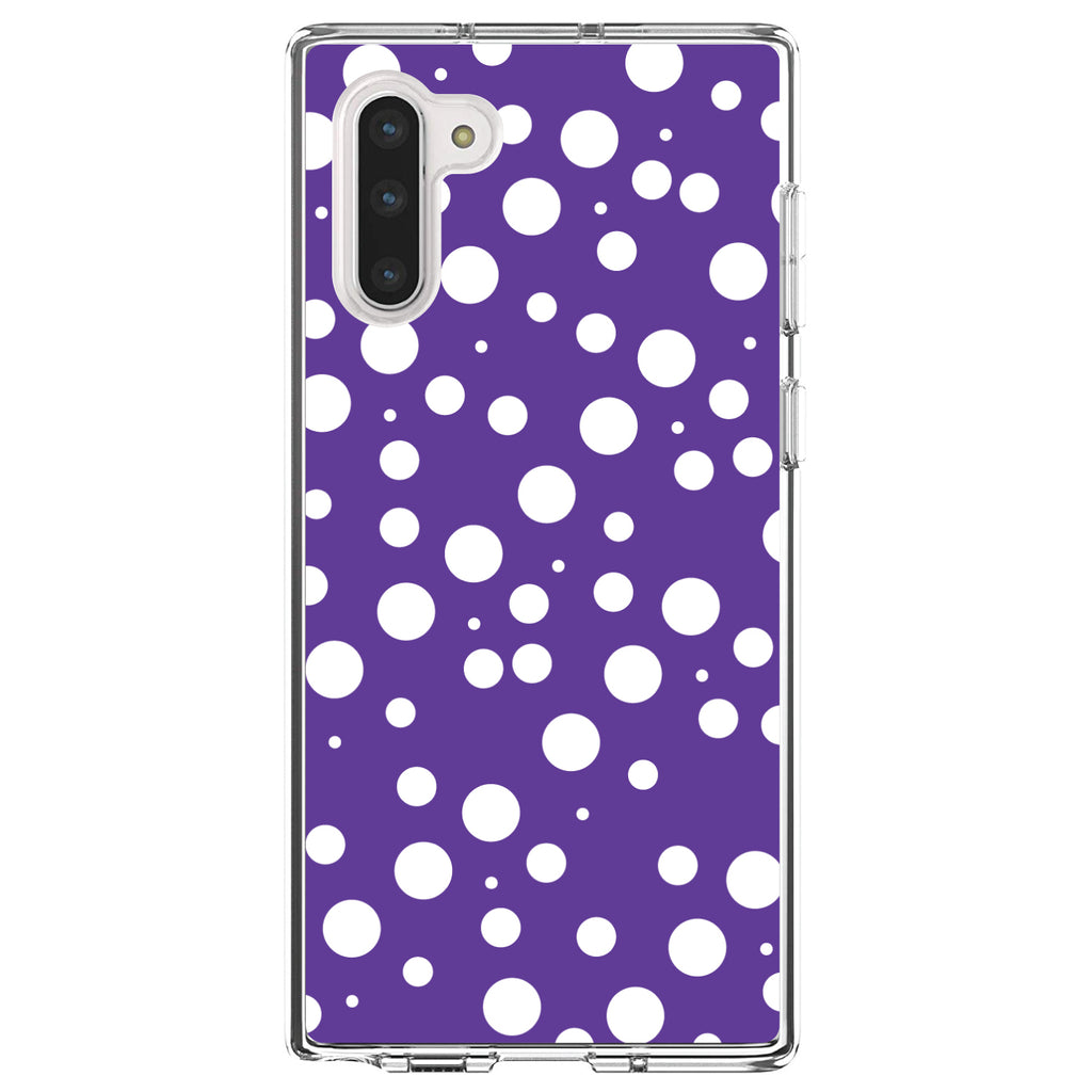 Purple White Bubbles Polka Dots Clear Shockproof iPhone Case, view 9