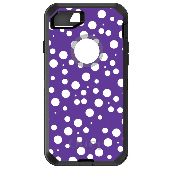DistinctInk™ OtterBox Defender Series Case for Apple iPhone / Samsung Galaxy / Google Pixel - Purple White Bubbles Polka Dots