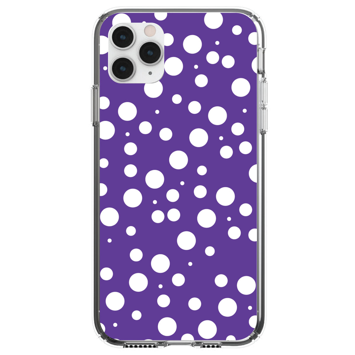 Purple White Bubbles Polka Dots Clear Shockproof iPhone Case