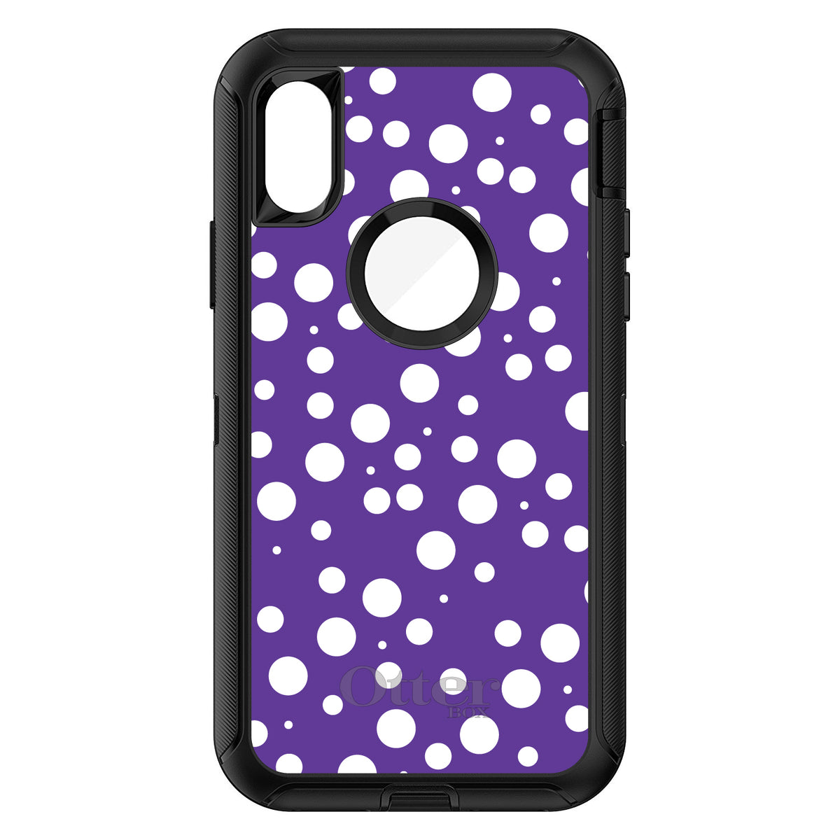 Purple White Bubbles Polka Dots OtterBox Defender Case for iPhone & Galaxy, view 3