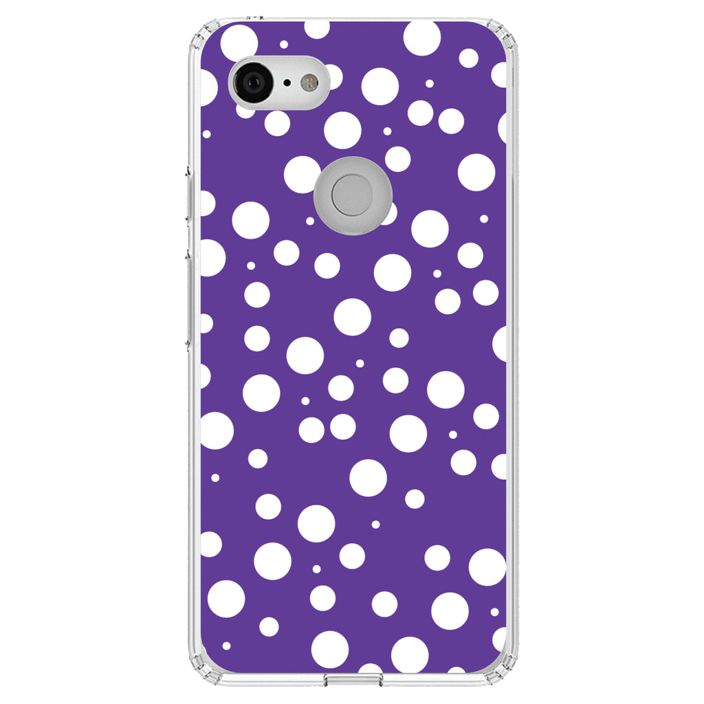 Purple White Bubbles Polka Dots Clear Shockproof iPhone Case, view 21