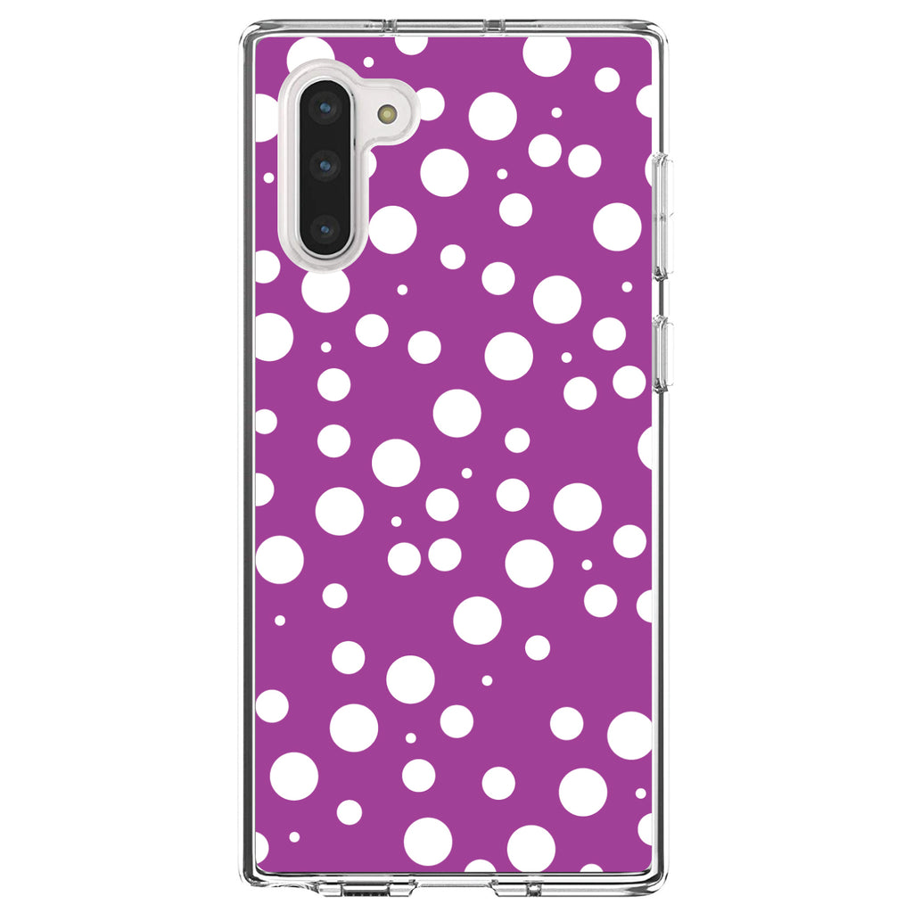 Fuchsia White Bubbles Polka Dots Clear Shockproof iPhone Case, view 9