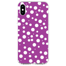 DistinctInk® Clear Shockproof Hybrid Case for Apple iPhone / Samsung Galaxy / Google Pixel - Fuchsia White Bubbles Polka Dots
