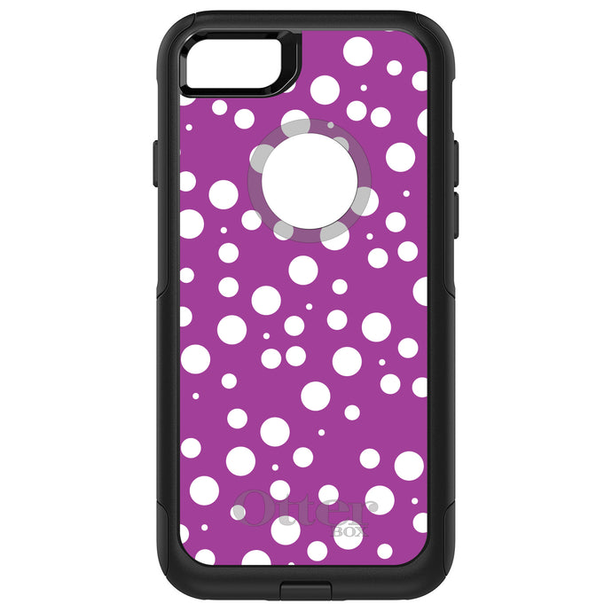 DistinctInk OtterBox Commuter Series Case for Apple iPhone or Samsung Galaxy - Fuchsia White Bubbles Polka Dots