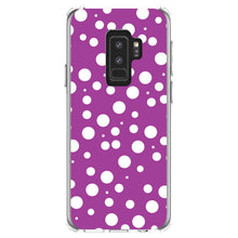 DistinctInk® Clear Shockproof Hybrid Case for Apple iPhone / Samsung Galaxy / Google Pixel - Fuchsia White Bubbles Polka Dots