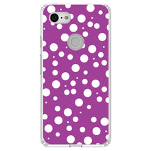 DistinctInk® Clear Shockproof Hybrid Case for Apple iPhone / Samsung Galaxy / Google Pixel - Fuchsia White Bubbles Polka Dots