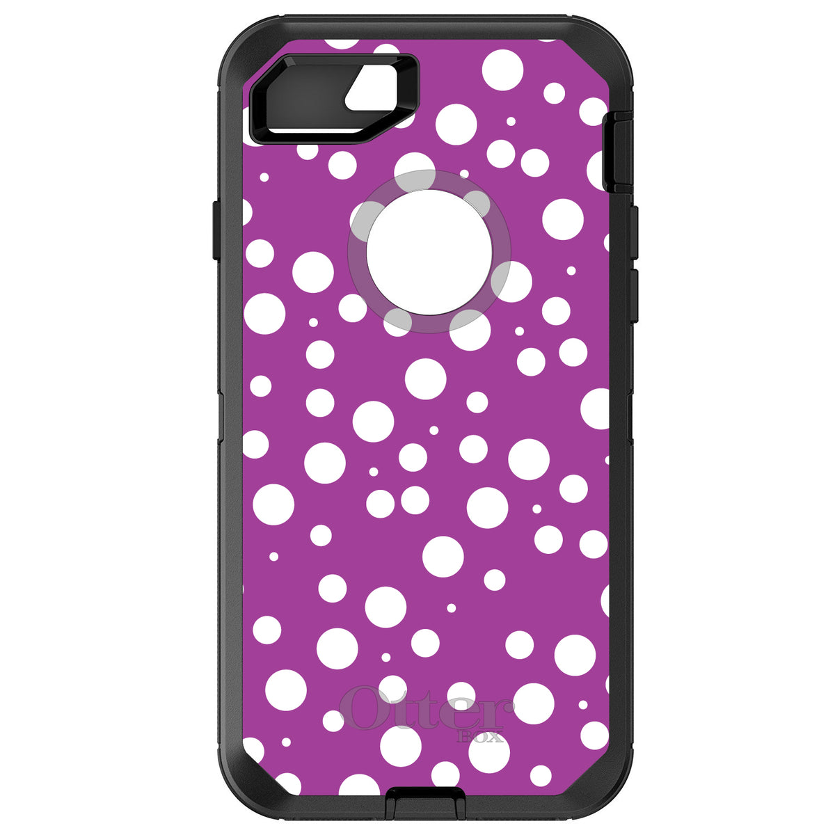 Fuchsia White Bubbles Polka Dots OtterBox Defender Case for iPhone & Galaxy