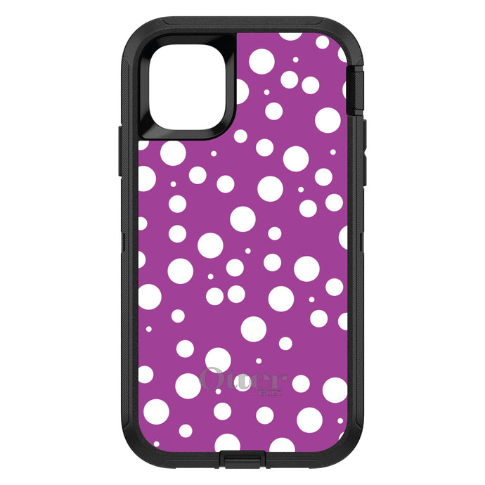 DistinctInk™ OtterBox Defender Series Case for Apple iPhone / Samsung Galaxy / Google Pixel - Fuchsia White Bubbles Polka Dots