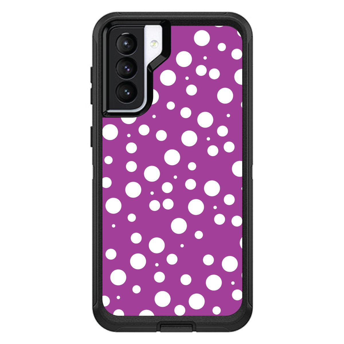 Fuchsia White Bubbles Polka Dots OtterBox Defender Case for iPhone & Galaxy, view 6