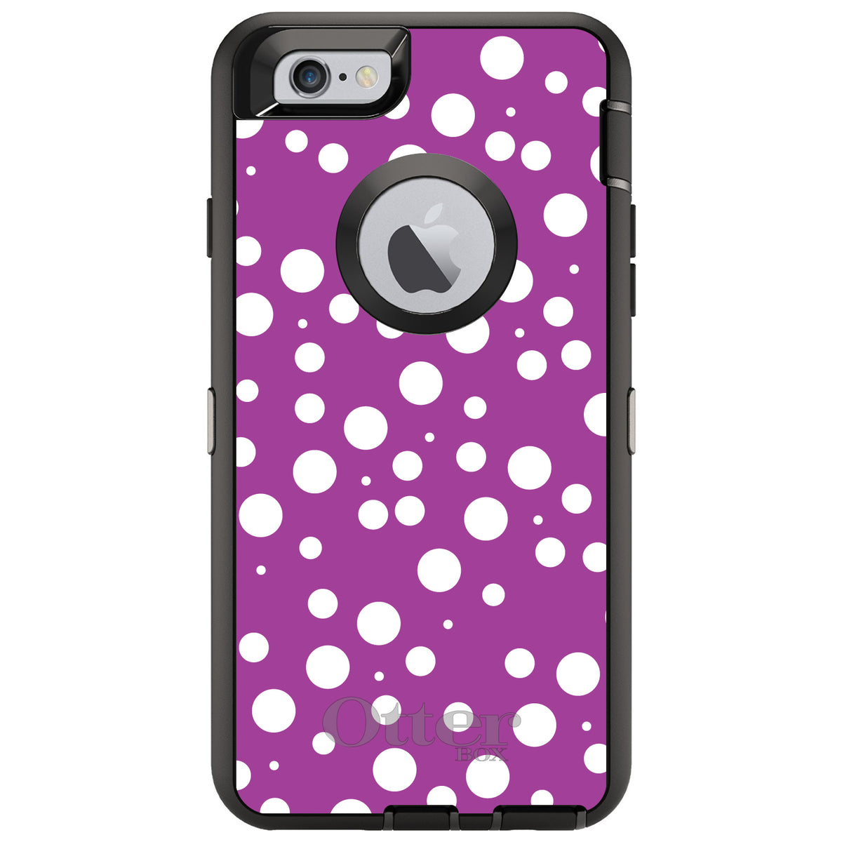 Fuchsia White Bubbles Polka Dots OtterBox Defender Case for iPhone & Galaxy, view 4