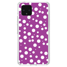 DistinctInk® Clear Shockproof Hybrid Case for Apple iPhone / Samsung Galaxy / Google Pixel - Fuchsia White Bubbles Polka Dots