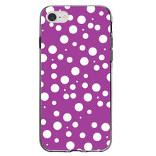 DistinctInk® Clear Shockproof Hybrid Case for Apple iPhone / Samsung Galaxy / Google Pixel - Fuchsia White Bubbles Polka Dots