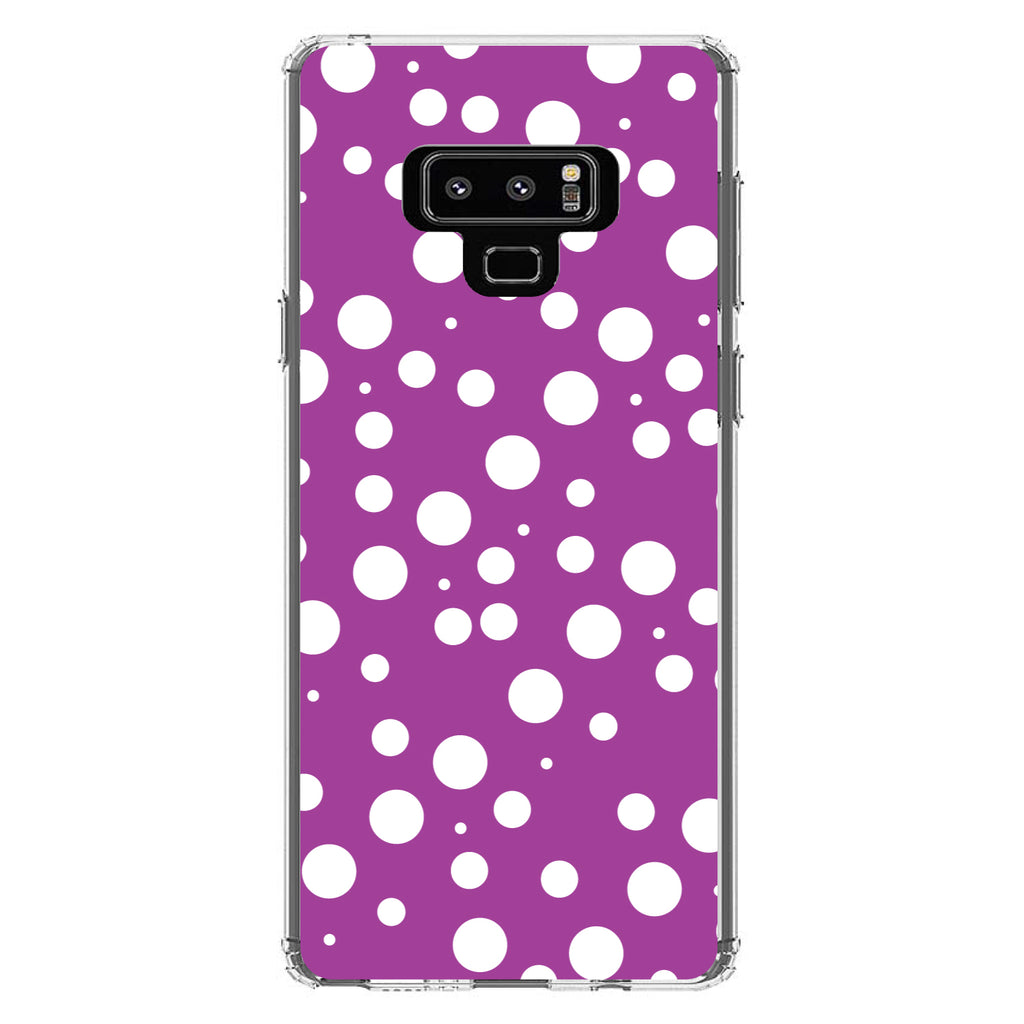 Fuchsia White Bubbles Polka Dots Clear Shockproof iPhone Case, view 11