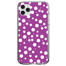 DistinctInk® Clear Shockproof Hybrid Case for Apple iPhone / Samsung Galaxy / Google Pixel - Fuchsia White Bubbles Polka Dots