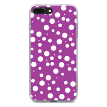 DistinctInk® Clear Shockproof Hybrid Case for Apple iPhone / Samsung Galaxy / Google Pixel - Fuchsia White Bubbles Polka Dots